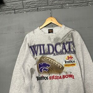 Vintage 1997 Kansas‎ State Wildcats Fiesta Bowl Sweatshirt Gray Large TSI